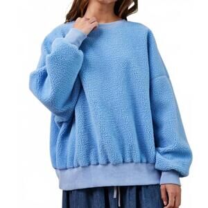 NEW CREAMON long sleeve stone wash reverse sweatshirt in blue